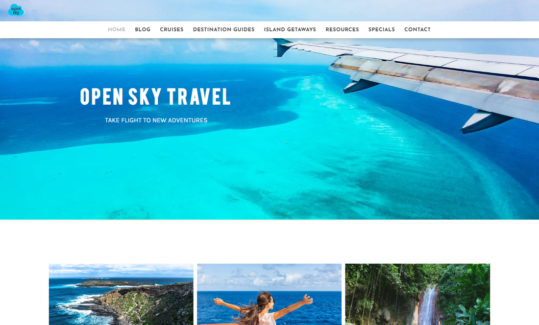 Open Sky Travel homepage